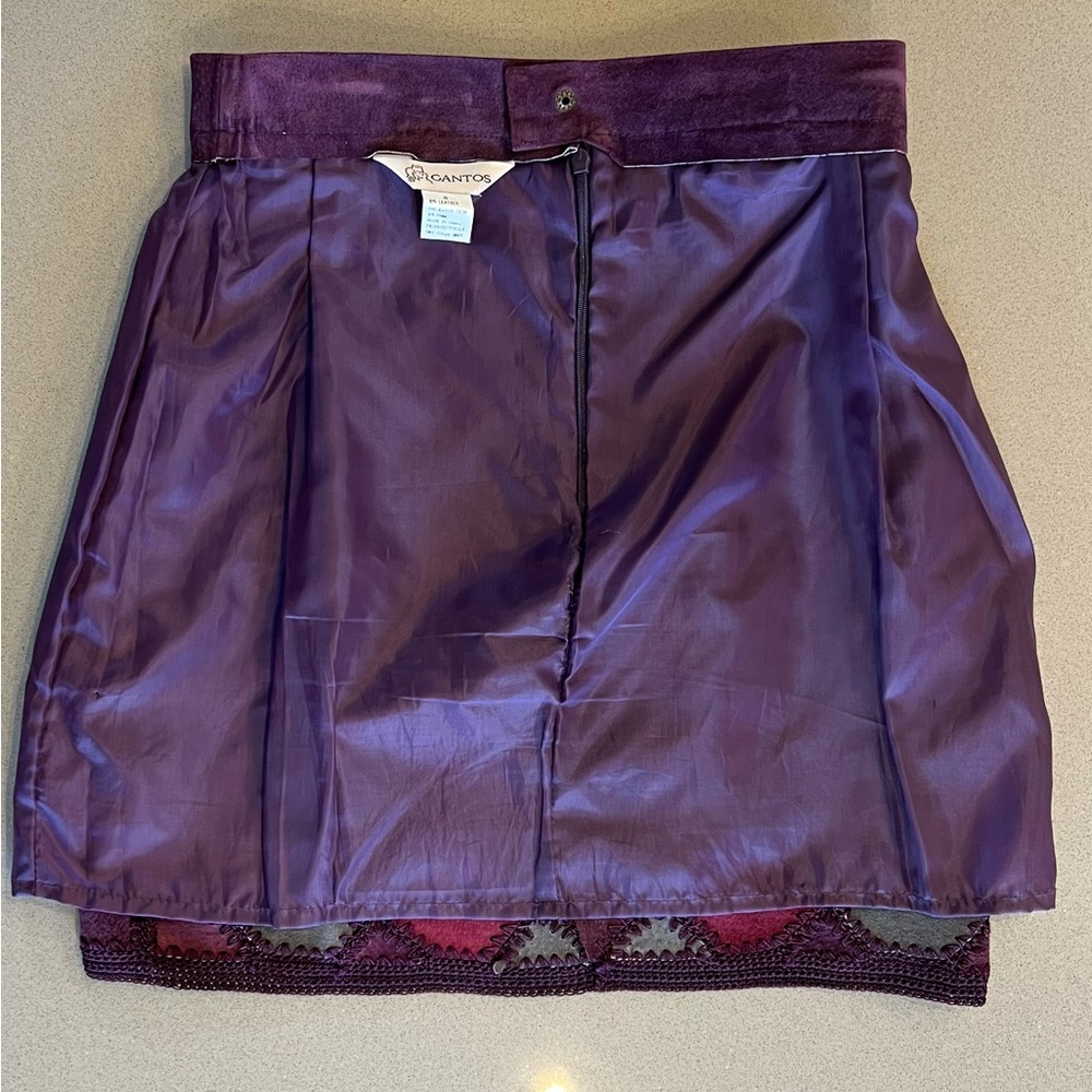 Vintage Lined Leather Crochet Patchwork Skirt in … - image 9